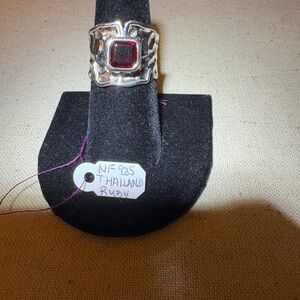 Silver Ring with Red Ruby Gemstone